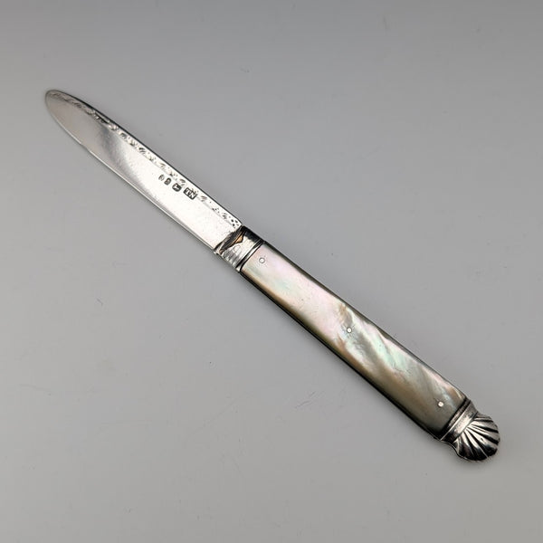 1821 British Antique Mother-of-Pearl Handle, Pure Silver Blade Penknife by Thomas Nowill